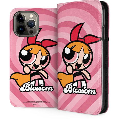 Cartoon Network Powerpuff Girls Blossom Pink Hearts iPhone 15 Pro Max Folio Case